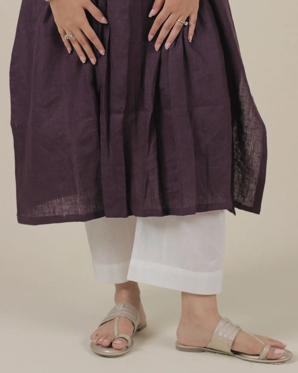 Jamun Pleated Pure Linen Kurta