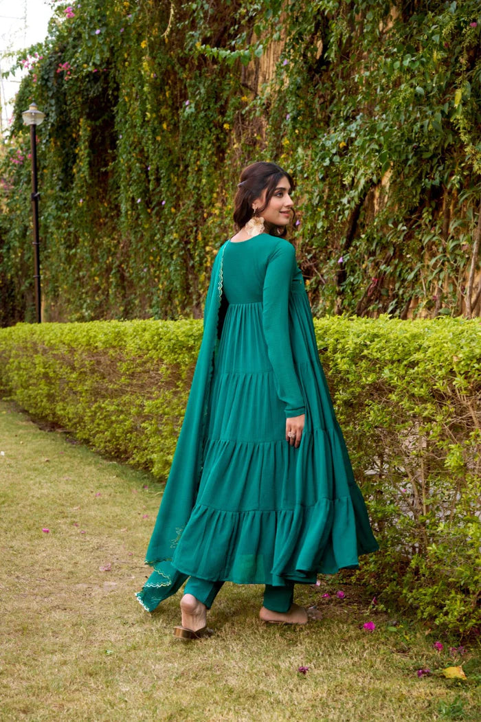 Hand Embroidery Anarkali Suit Set