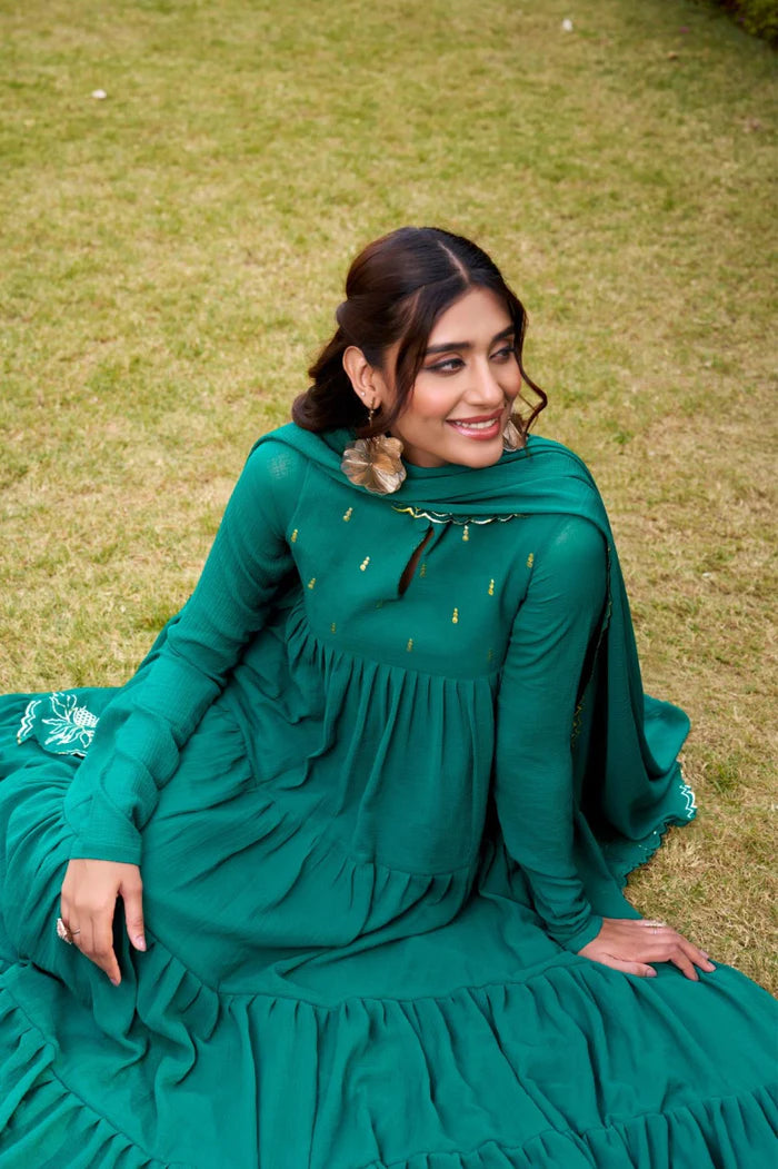 Hand Embroidery Anarkali Suit Set