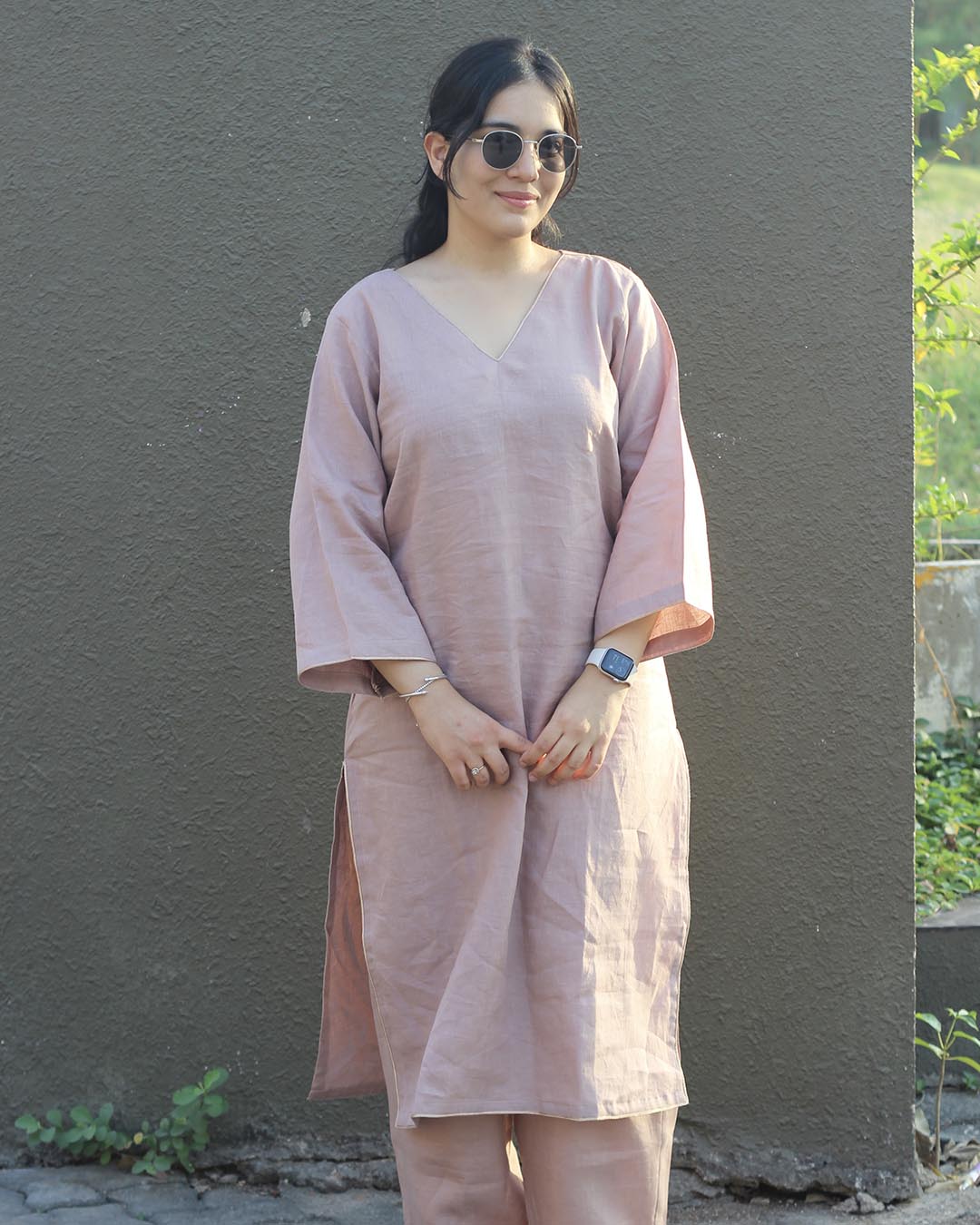 Aira Dusty Pink Premium Cotton Kurta Set – 2-Piece
