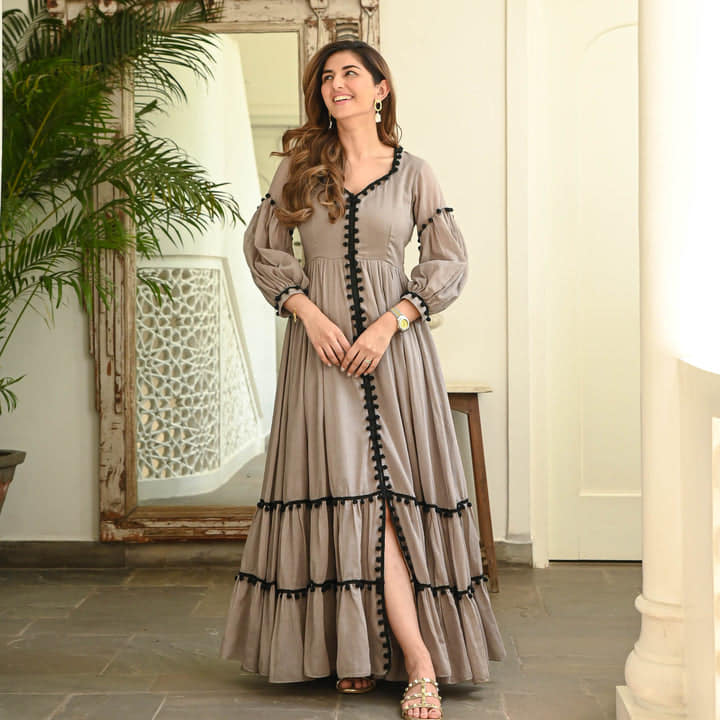 Badami Black Pompom Cotton Dress