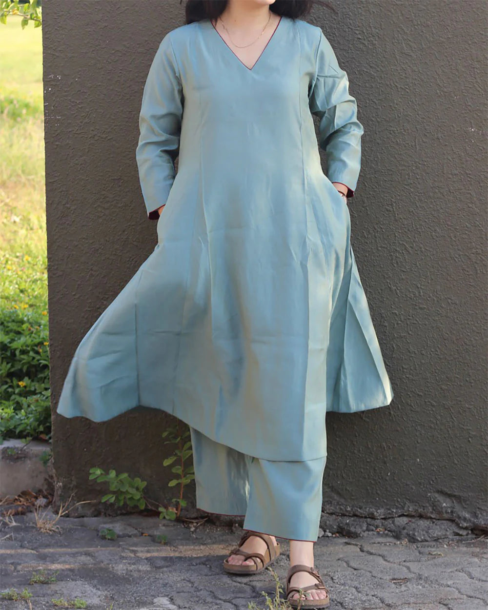 Sky Blue Cotton Kurta Set