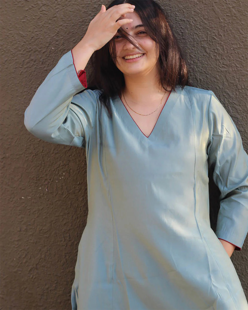 Sky Blue Cotton Kurta Set