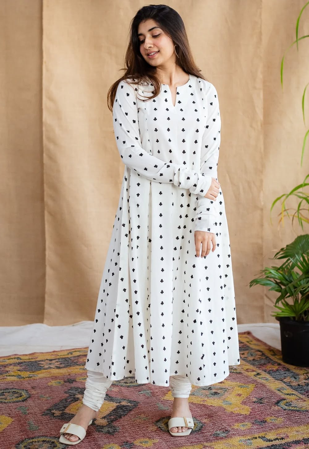 Shinat Screen Printed Cotton Kali Kurta