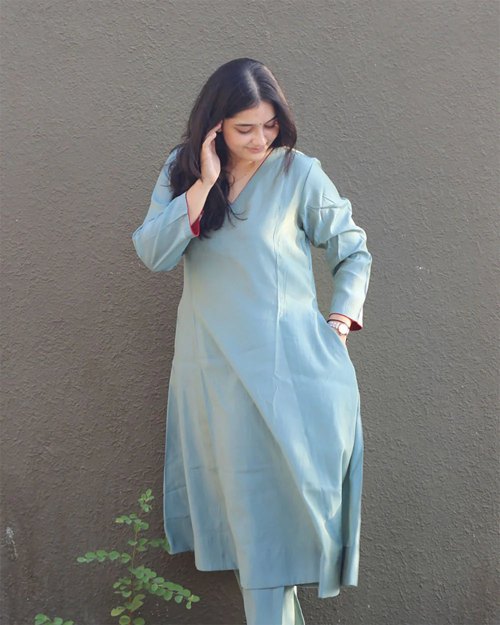 Sky Blue Cotton Kurta Set