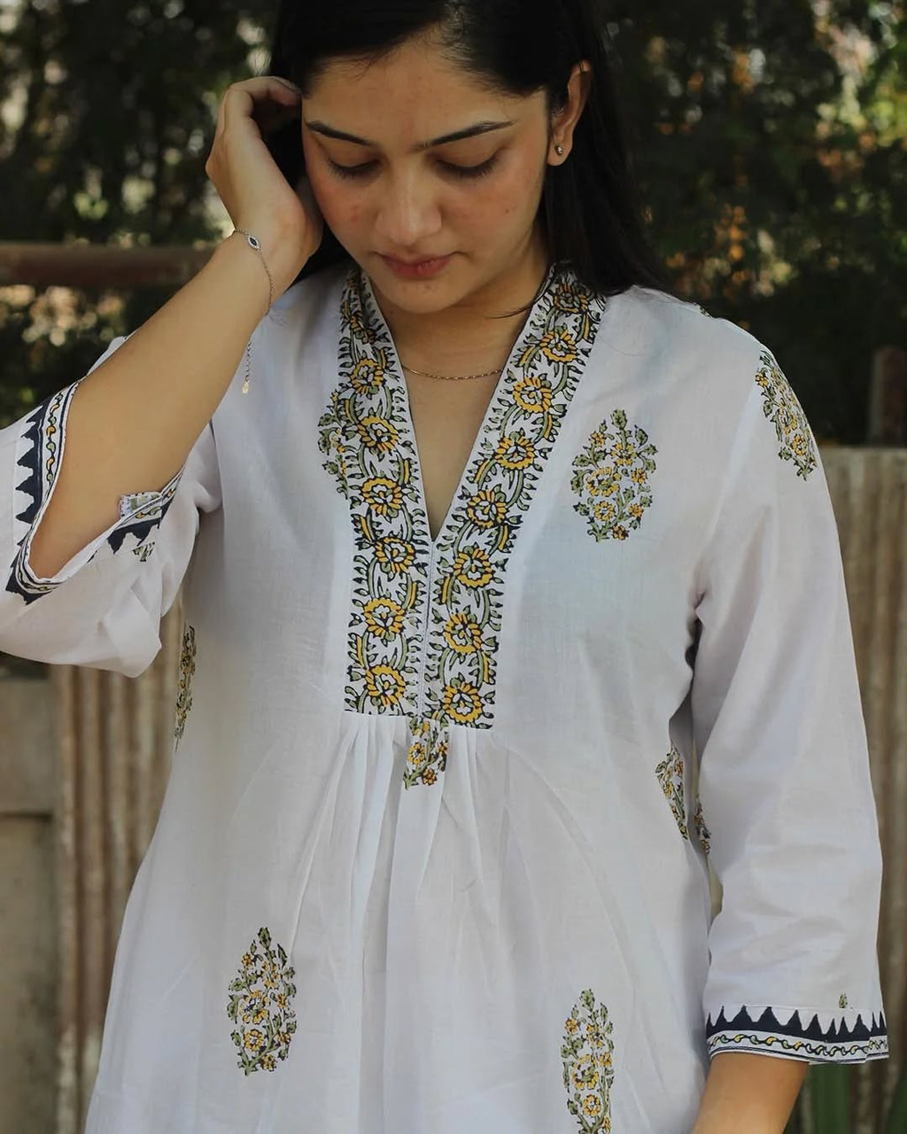 Muted Garden Handblock Printed Kurta Set – Set of 2