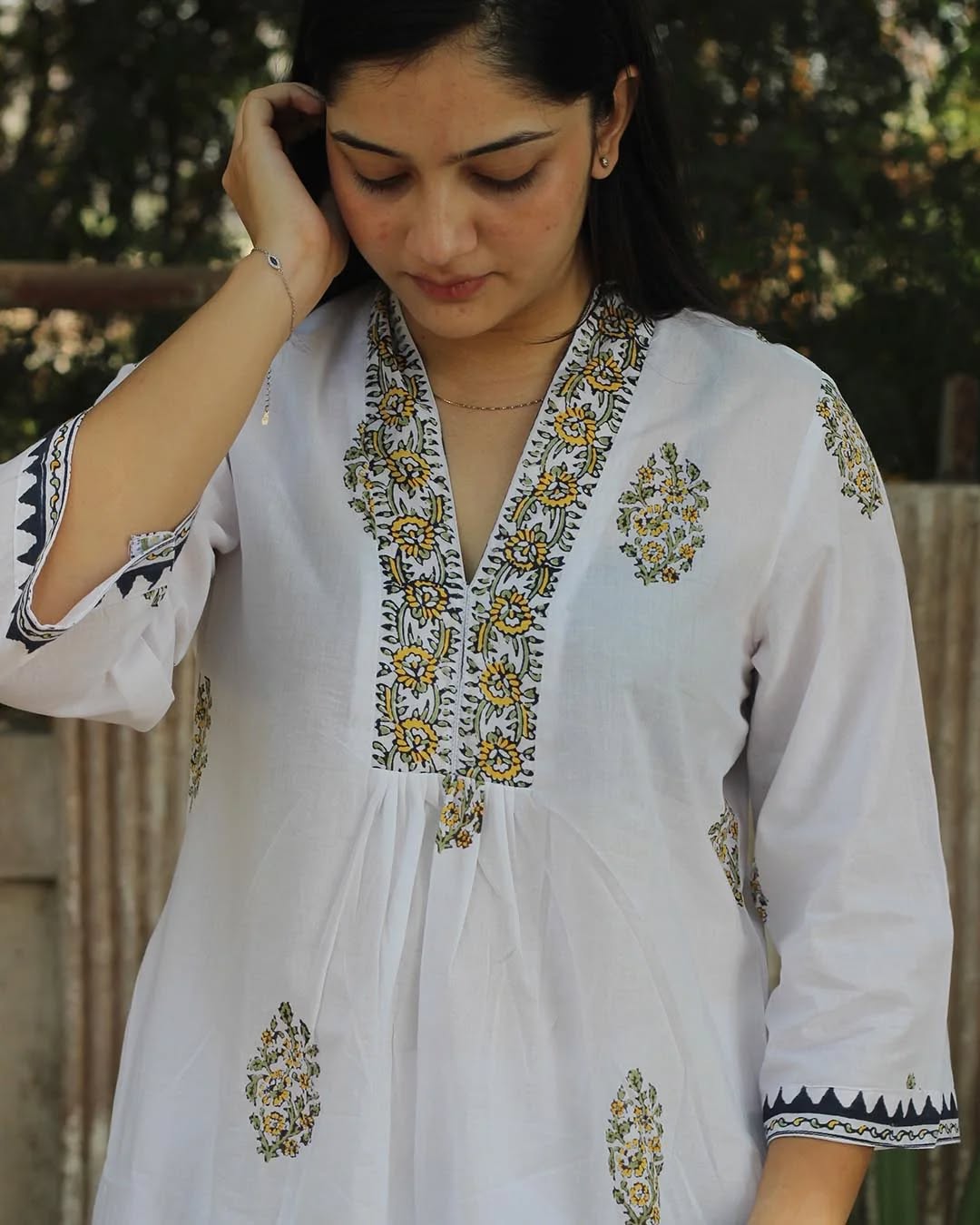 Muted Garden Handblock Printed Kurta Set – Set of 2