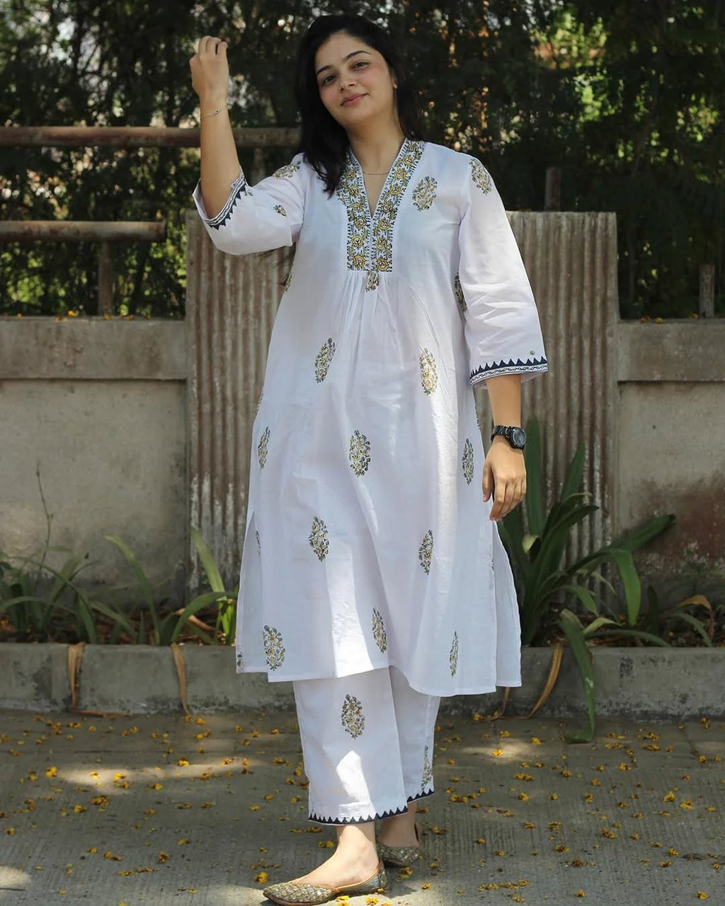 Muted Garden Handblock Printed Kurta Set – Set of 2