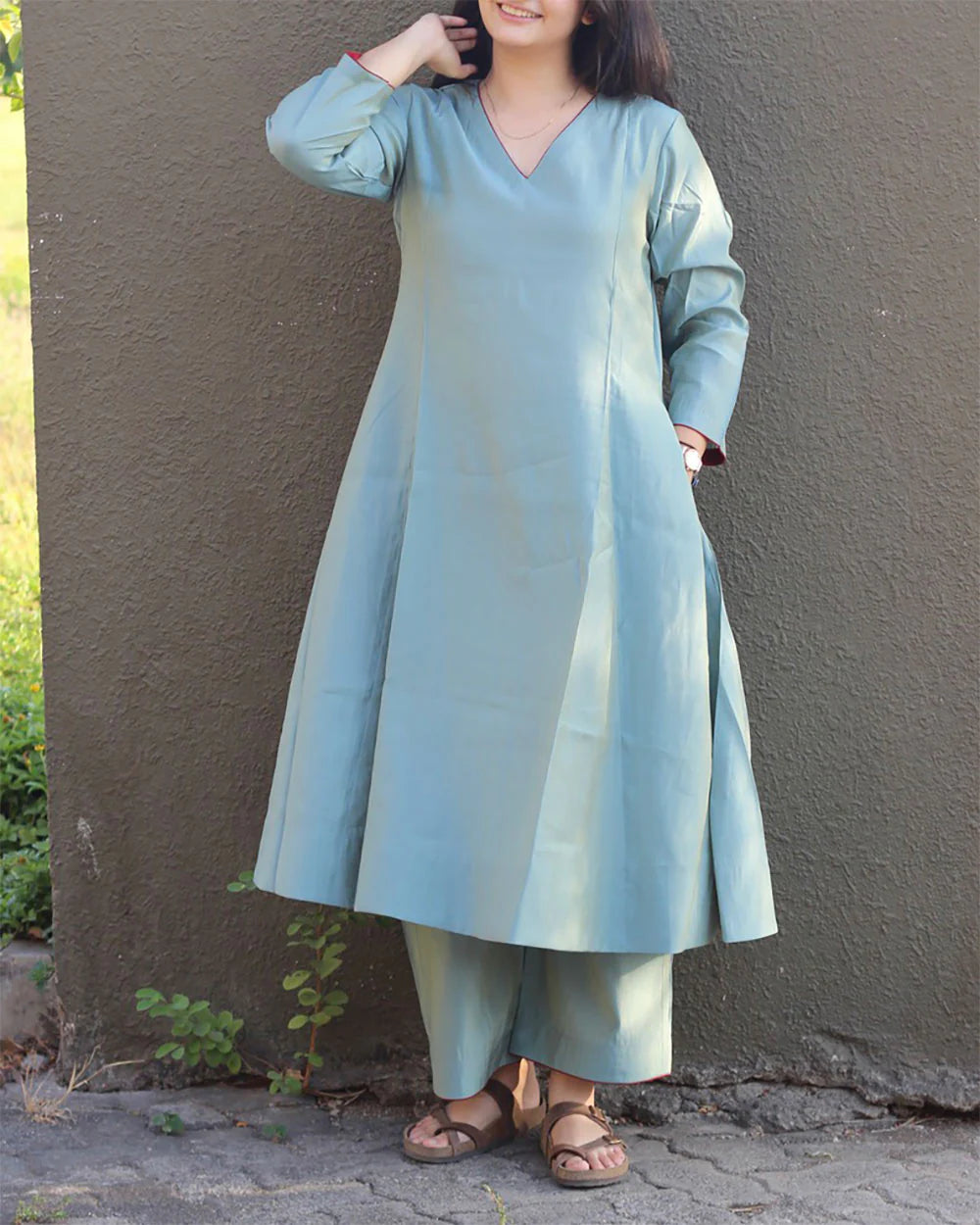 Sky Blue Cotton Kurta Set