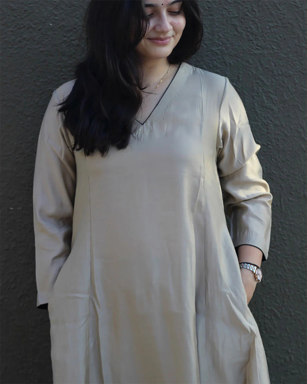 Elegant Beige Cotton Kurta Set