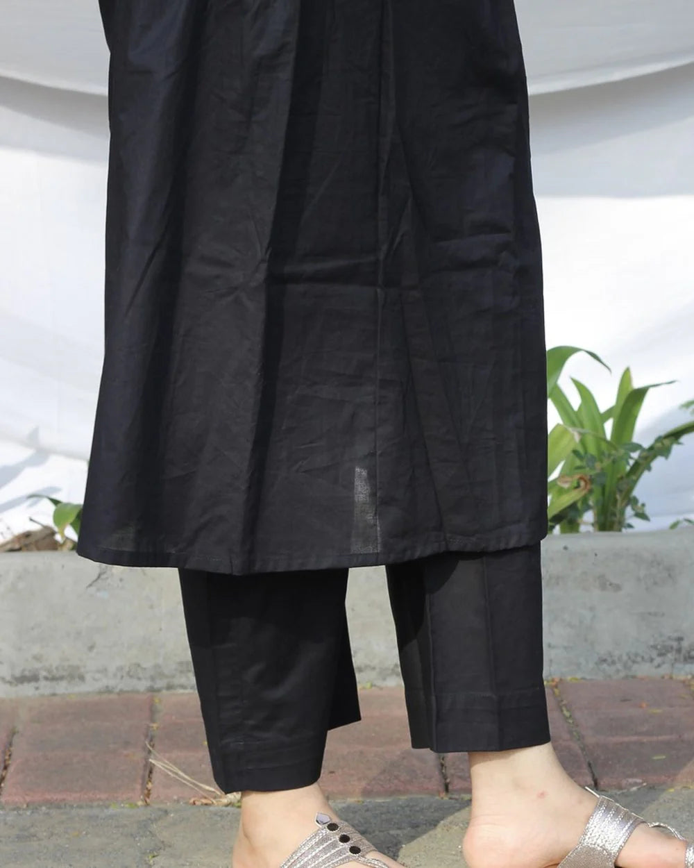 Midnight Black Cotton Kurta Set