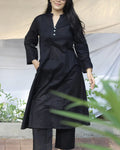 Midnight Black Cotton Kurta Set