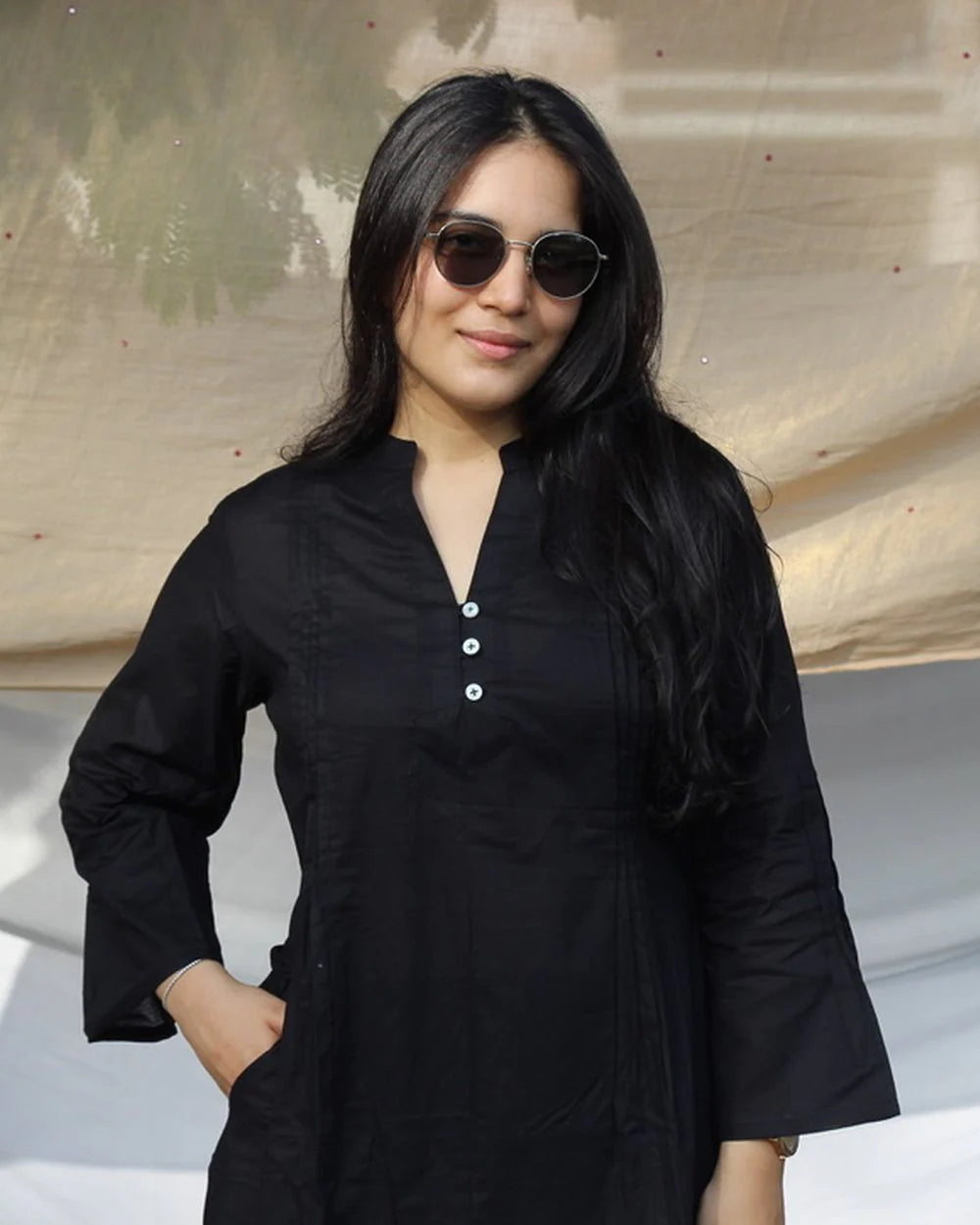 Midnight Black Cotton Kurta Set