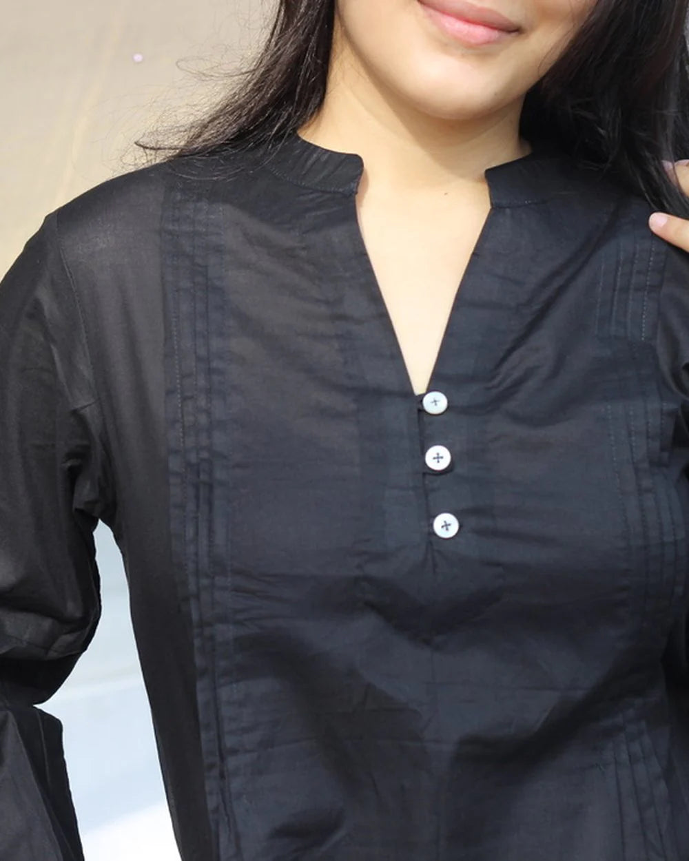 Midnight Black Cotton Kurta Set
