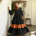 Boshon Black Rust Tier Cotton Dress
