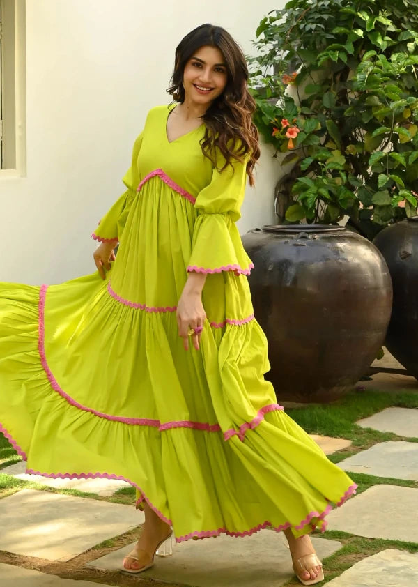 Boshon Tender Green Cotton Dress