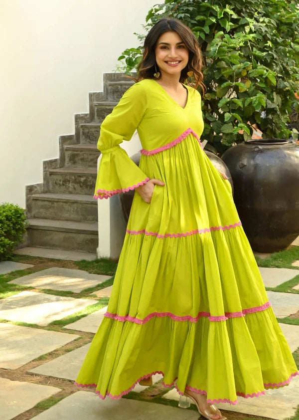 Boshon Tender Green Cotton Dress