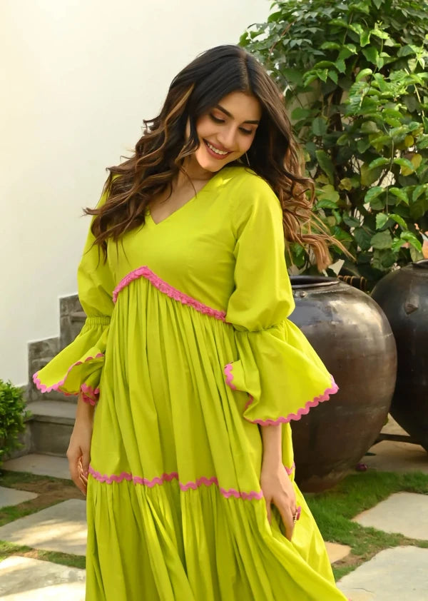 Boshon Tender Green Cotton Dress