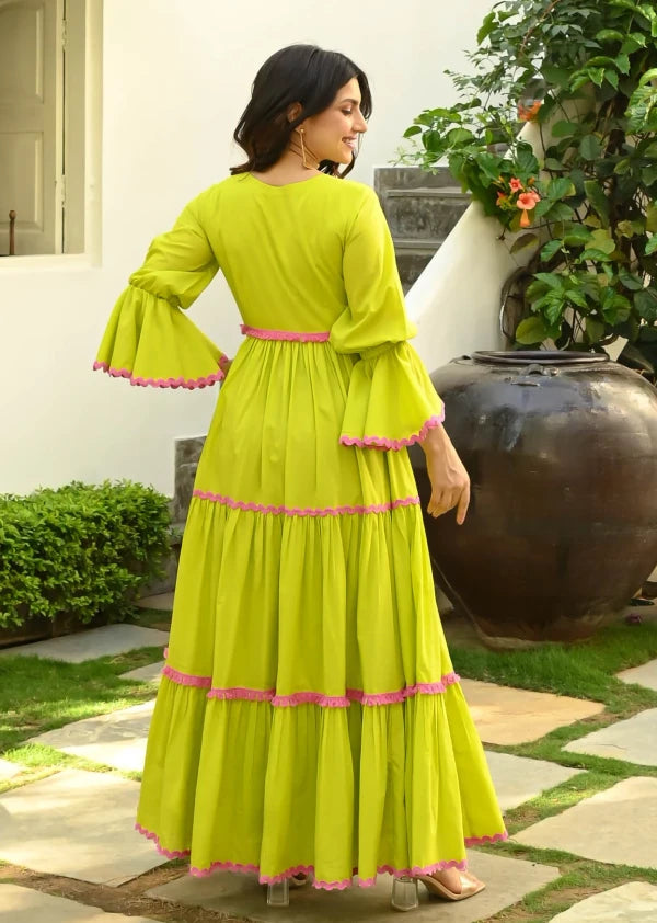Boshon Tender Green Cotton Dress