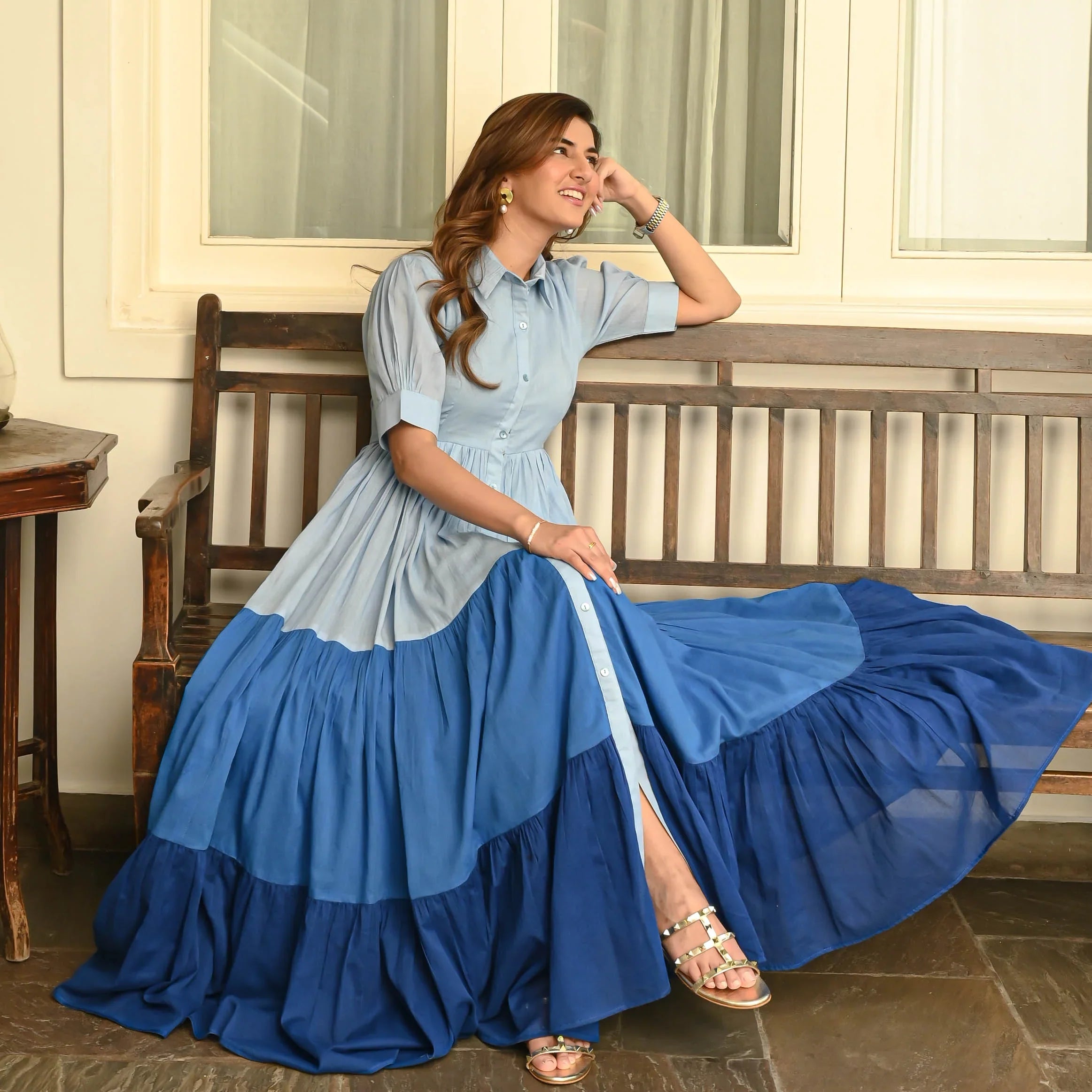 Boshon Light to Dark Blue Cotton Dress – Boshon Outfit