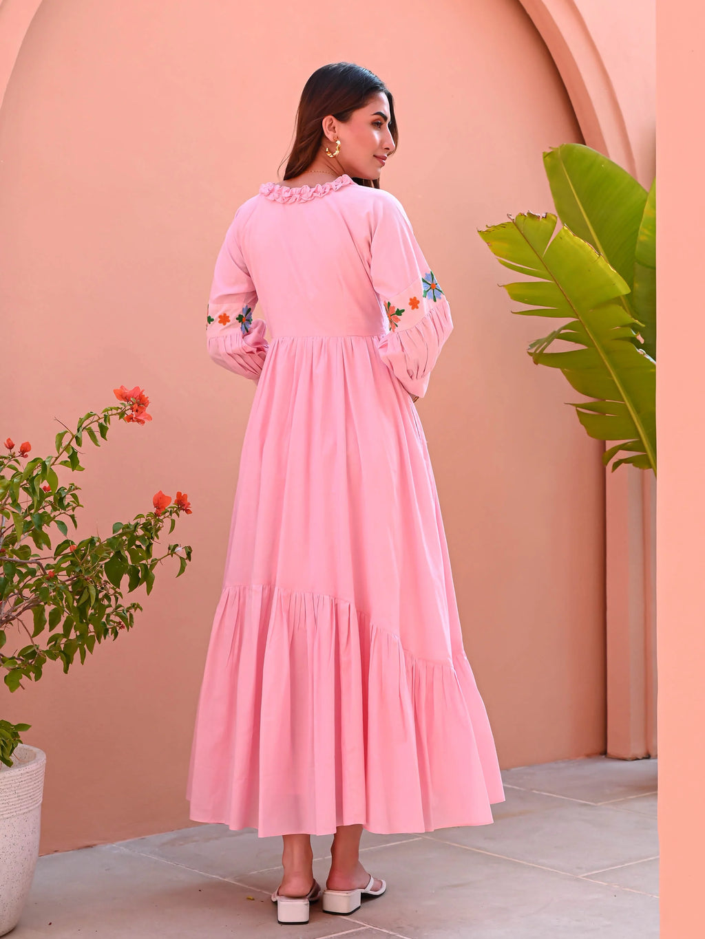 Boshon Peach Pearl Cotton Dress