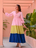 Boshon Multicolored Tiered Cotton Dress