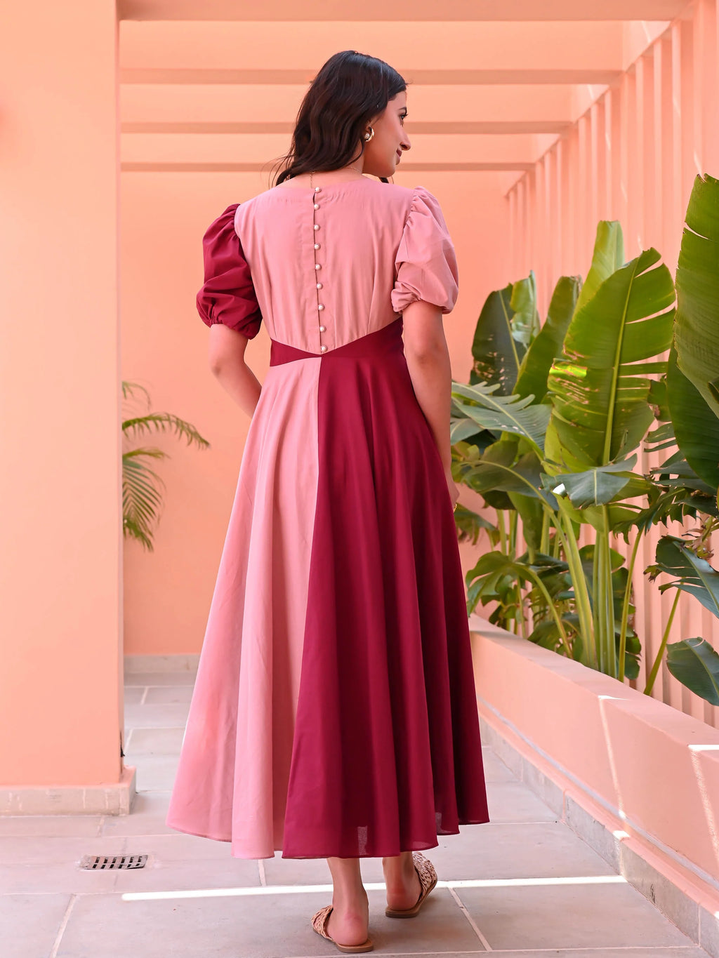 Boshon Peach Tango Cotton Dress