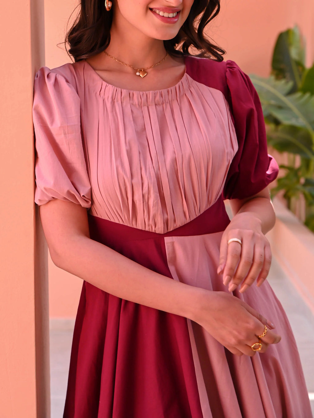 Boshon Peach Tango Cotton Dress