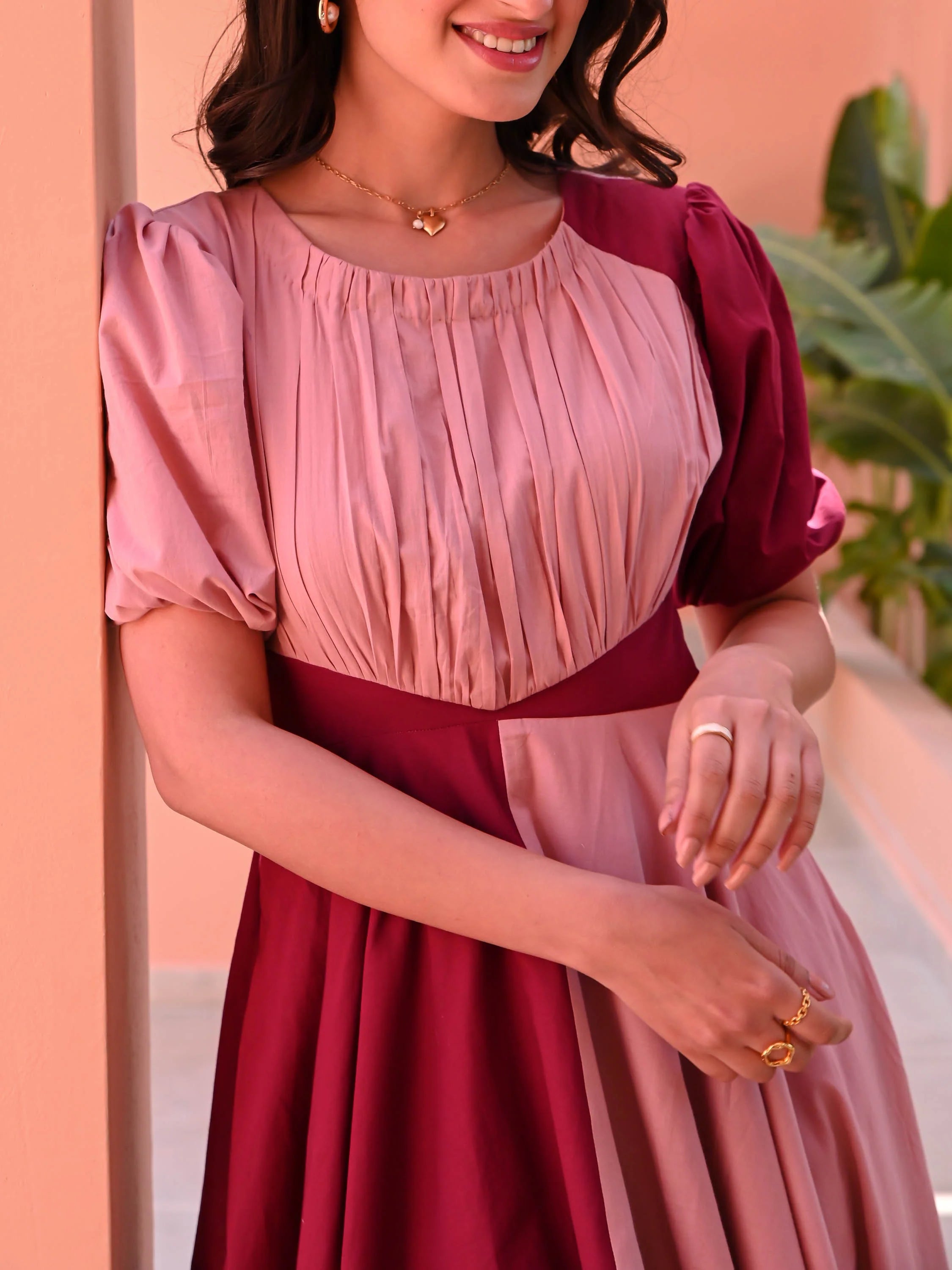 Boshon Peach Tango Cotton Dress