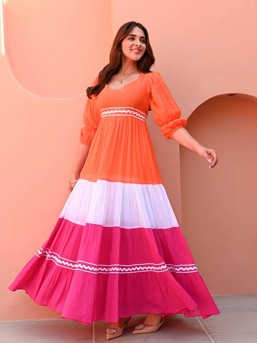Boshon Multi Color Cotton Designer Dress