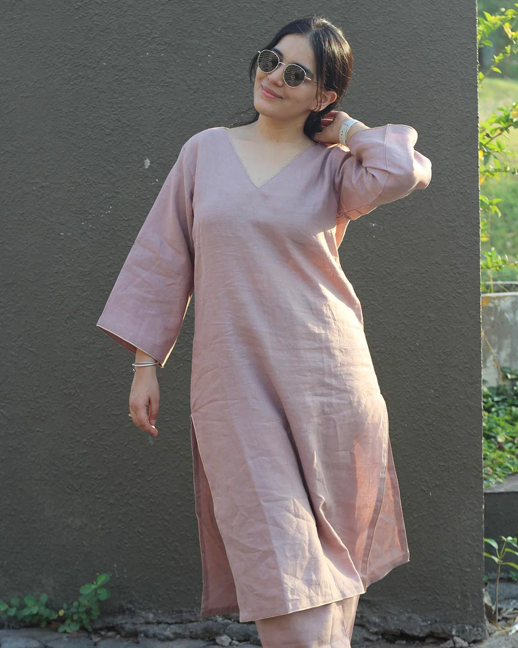 Aira Dusty Pink Premium Cotton Kurta Set – 2-Piece