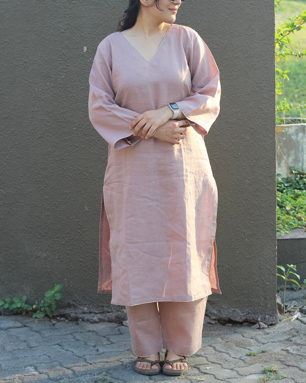Aira Dusty Pink Premium Cotton Kurta Set – 2-Piece