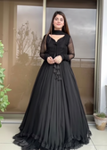 Boshon Black Georgette With Inner Designer Gown