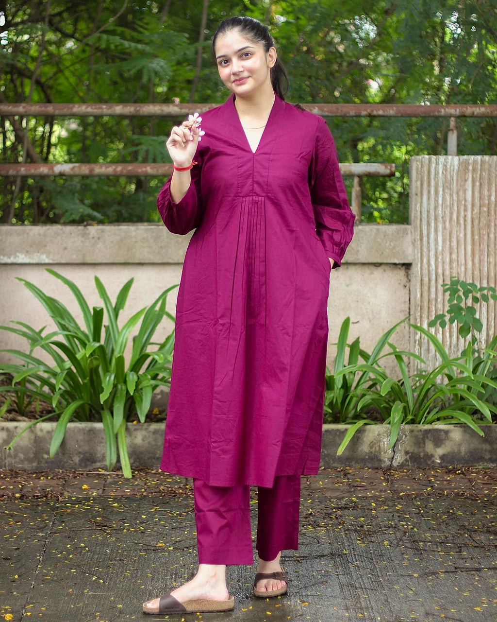 Elegant Magenta Cotton Kurta Set