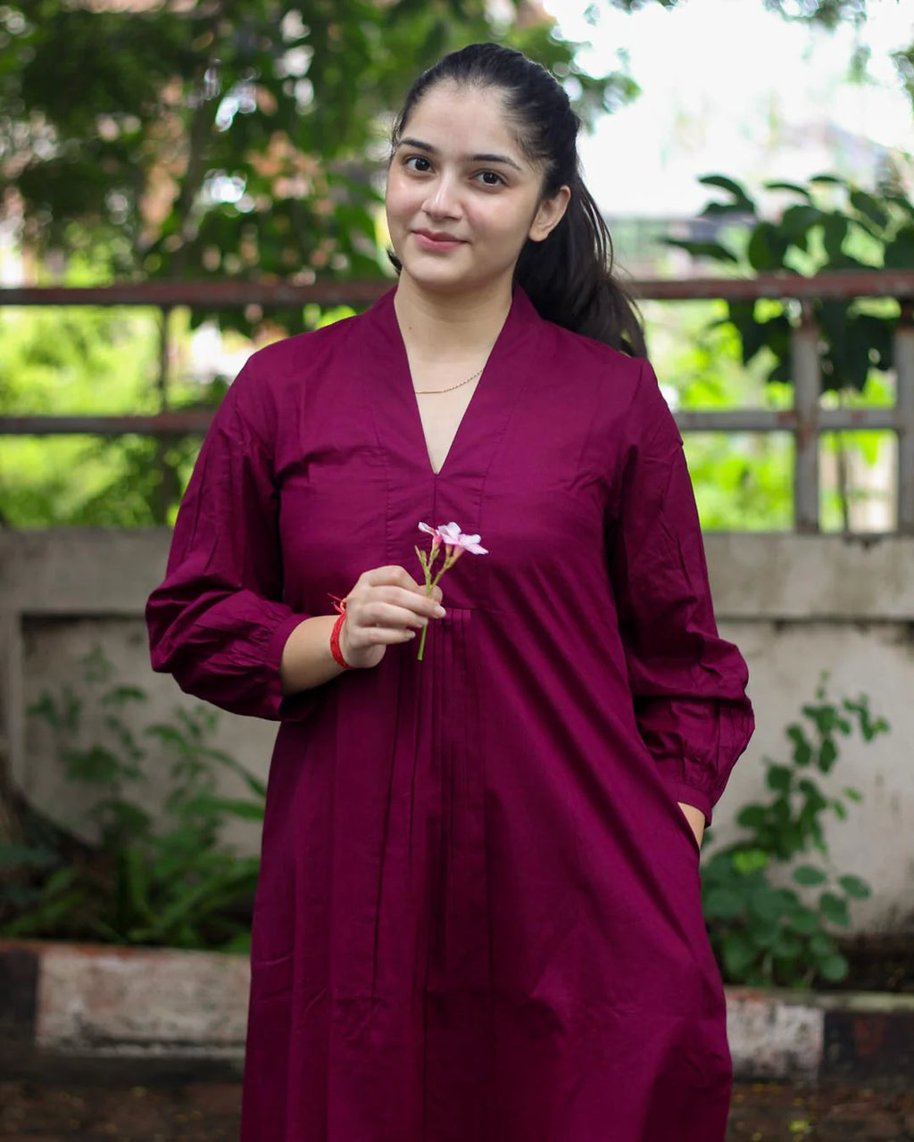 Elegant Magenta Cotton Kurta Set