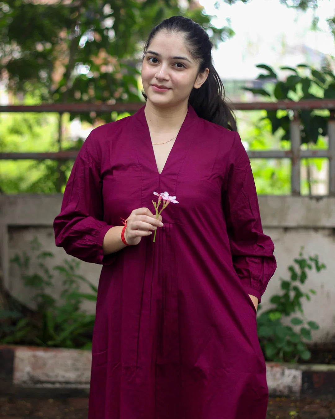 Elegant Magenta Cotton Kurta Set