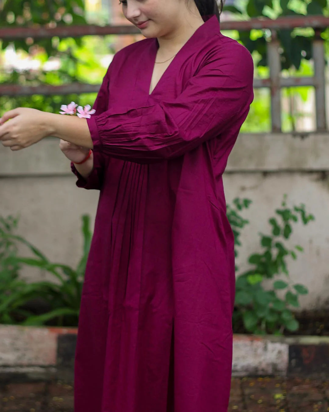 Elegant Magenta Cotton Kurta Set