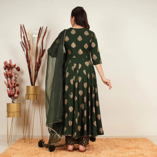 Emerald Grace Printed Anarkali Set