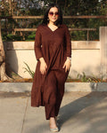 Brown Mul Cotton Kurta Set