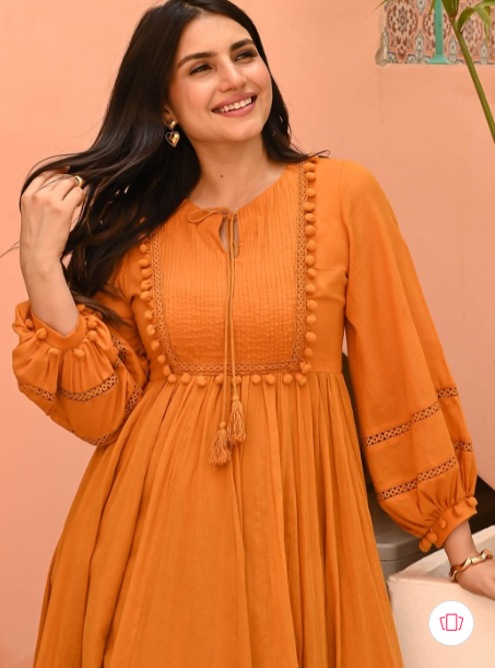 MUSTARD TEMPTATION COTTON DRESS