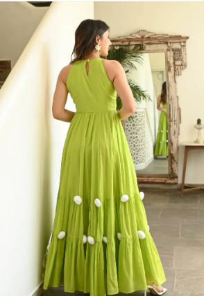 Boshon Temptable Green Cotton Dress