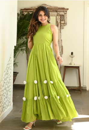 Boshon Temptable Green Cotton Dress