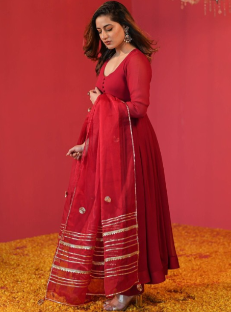 Boshon Maroon Georgette Suit Set
