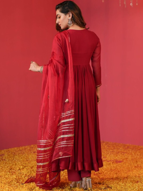 Boshon Maroon Georgette Suit Set