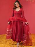 Boshon Maroon Georgette Suit Set