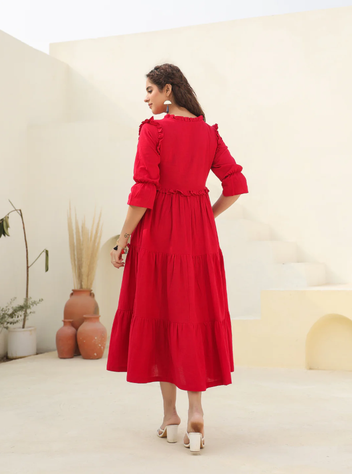 Boshon Ruby Flare Midi Dress