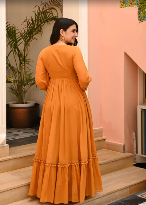 MUSTARD TEMPTATION COTTON DRESS