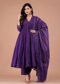 Boshon Purple Mulmul Anarkali Suit Set