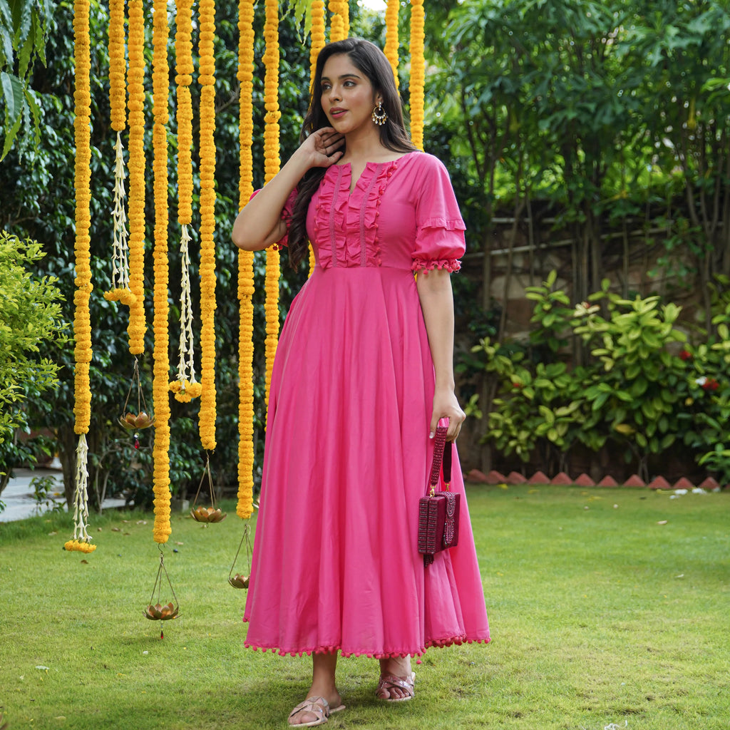 Boshon Blossom Pink Maxi Cotton Dress
