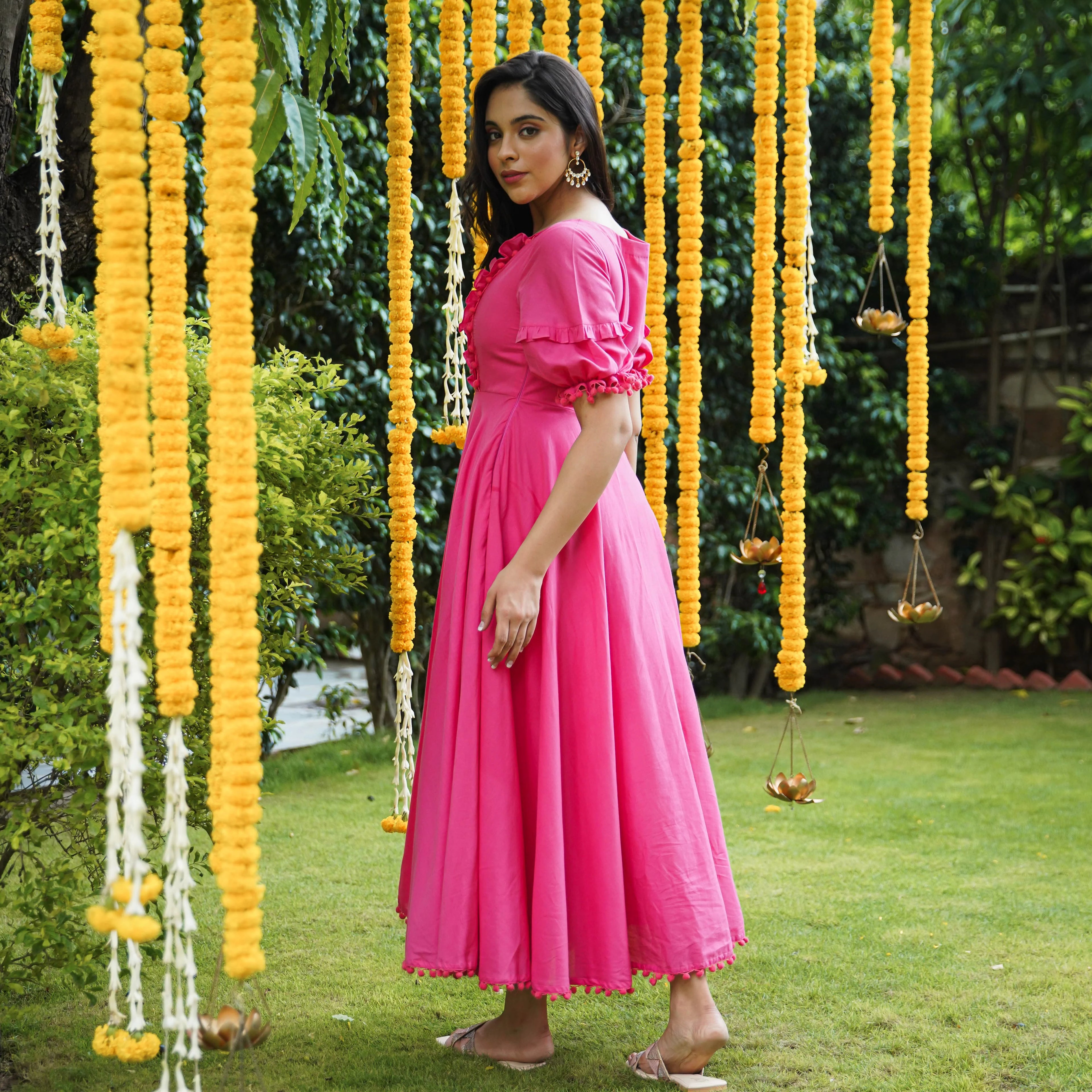 Boshon Blossom Pink Maxi Cotton Dress